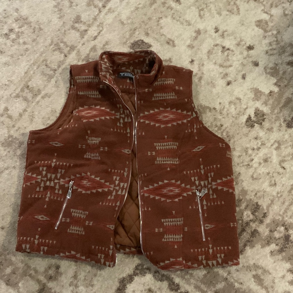Lucky & Blessed Brown Patterned Vest